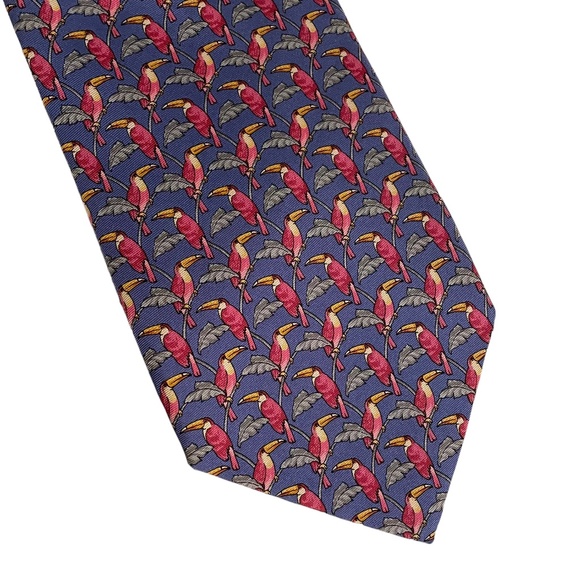 Tom James Executive Collection Silk Tropical Toucan‎ Bird Necktie Tie - Picture 1 of 5